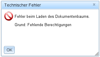 Fehlende Berechtigung: Dokumentenbaum