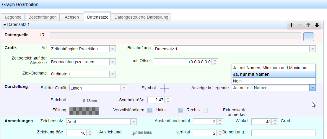 Legende eines Graphen
konfigurieren in Tab "Datensätze" 