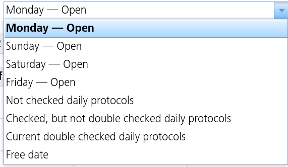 Daily protocols dropdown